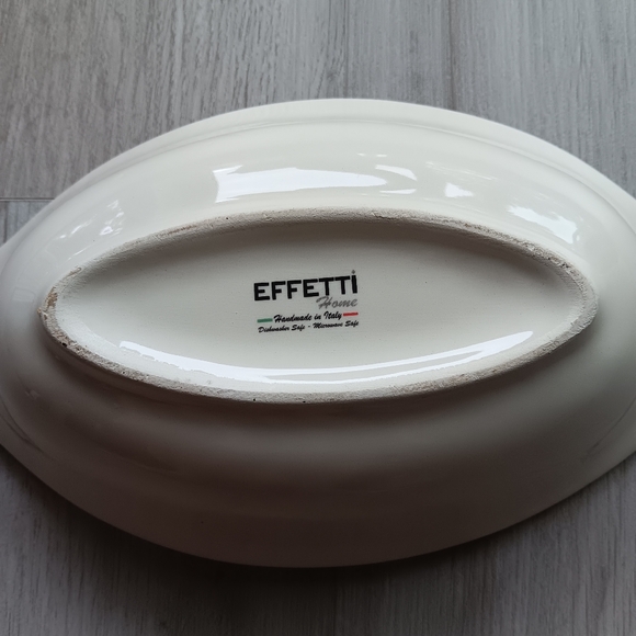 Effetti Home Oval Serving Dish Made it Italy Vegetable Picture 12" Ivory Purple - Picture 3 of 7